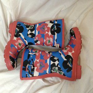Hunter Floral Stripe Peony short Matte Rain Boots